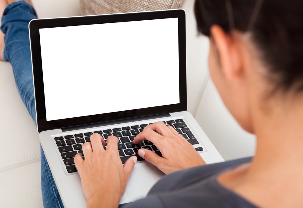 A woman using laptop