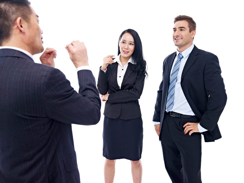 Business people chatting