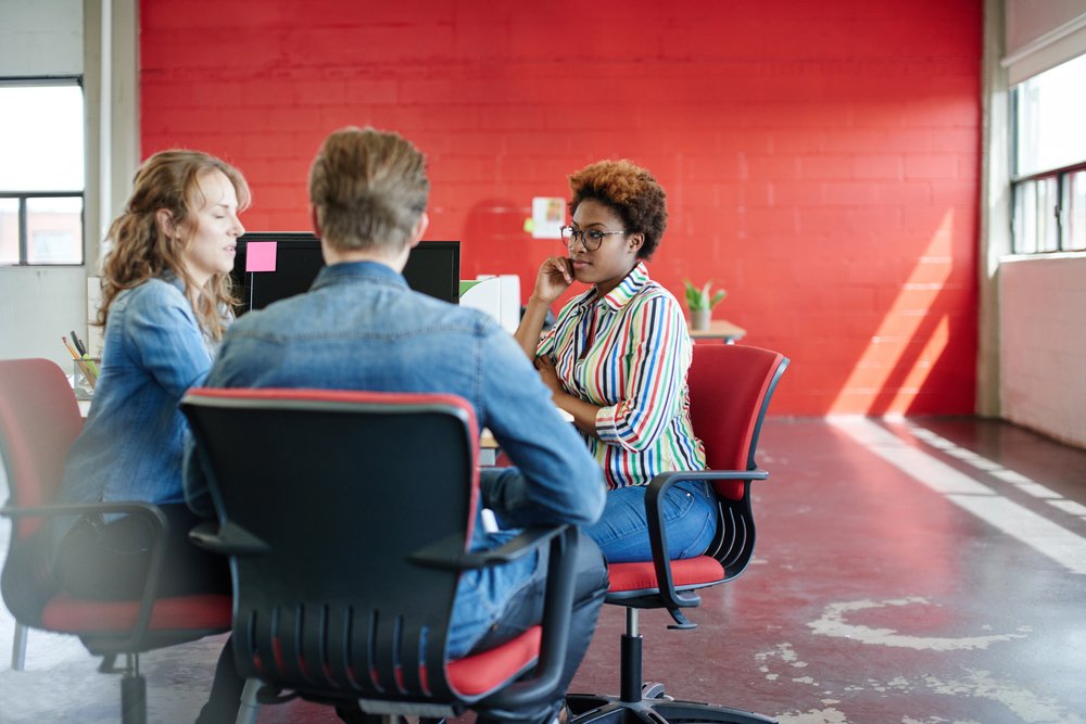 Creative businessman in an open creative conversation