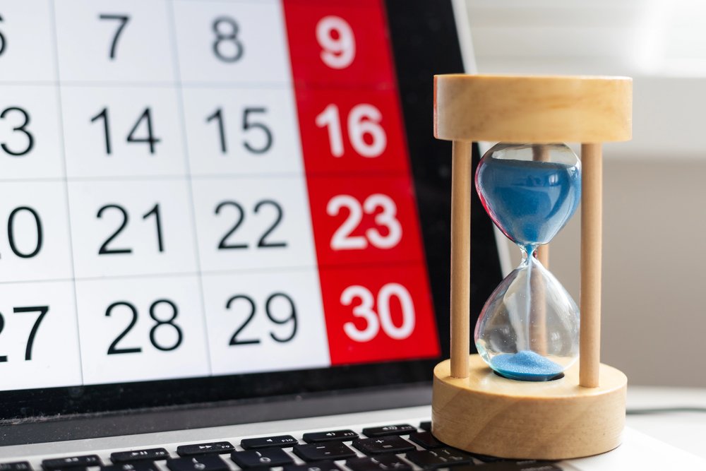 A calendar and a clock