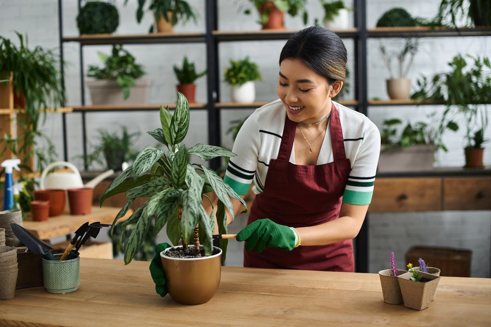 A business woman working on her own