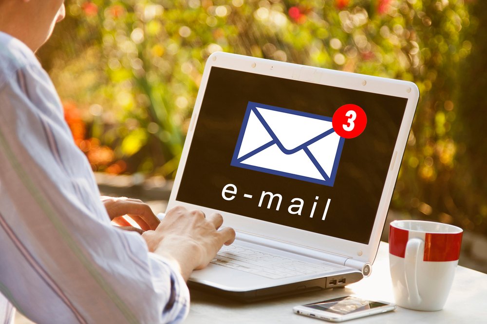 An email received displaying on a laptop